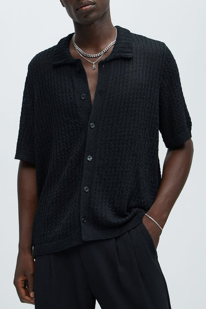 Link Textured Shirt - Black