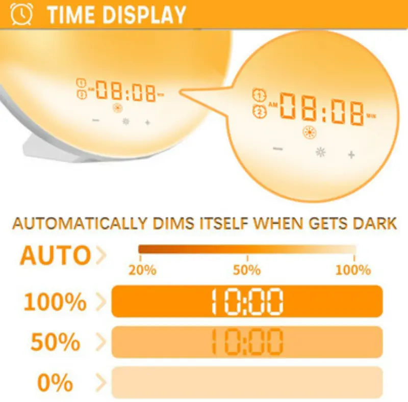 1pc Sunrise Alarm Clock for Kids with Dual Alarms