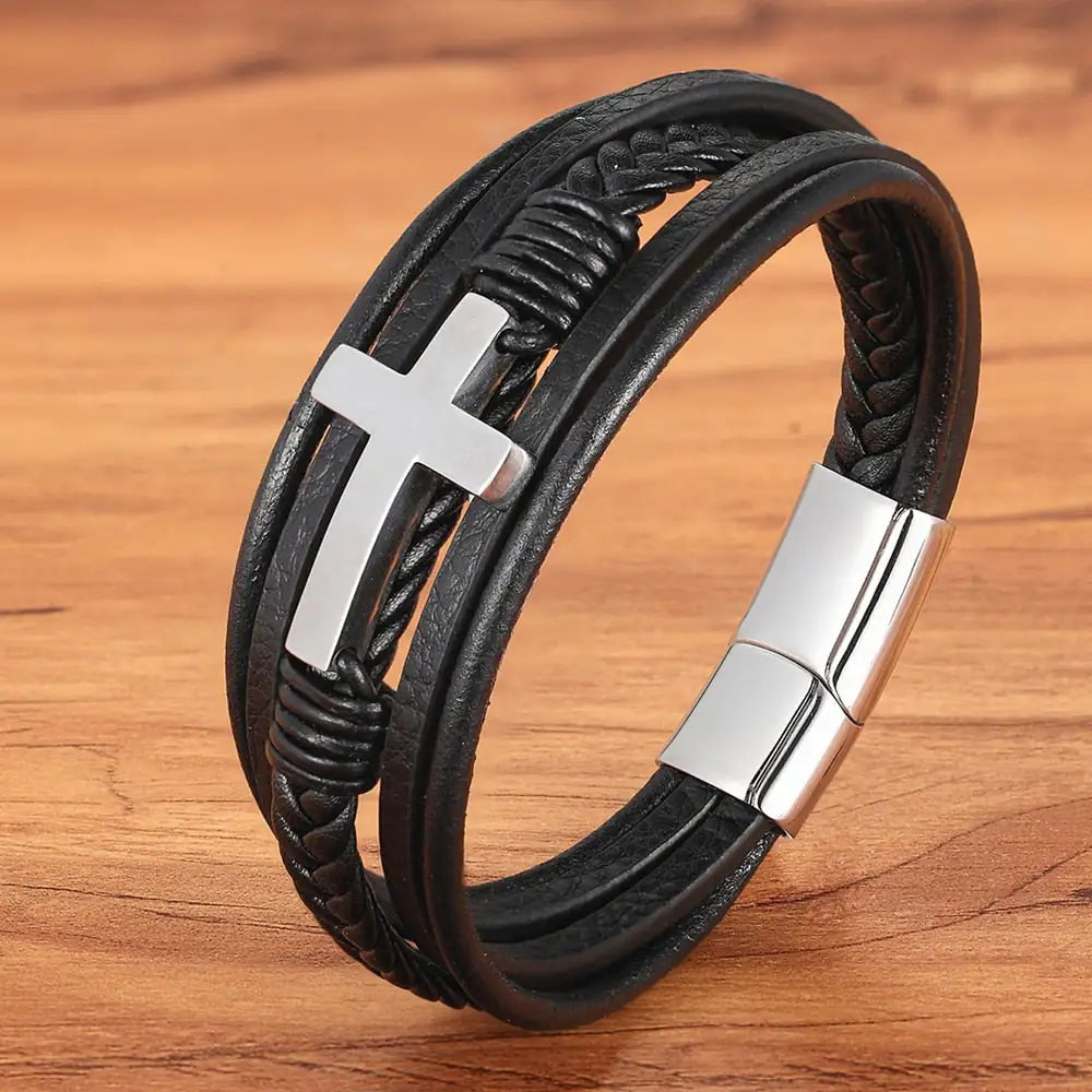 Men's Crucifix Magnetic Bracelets