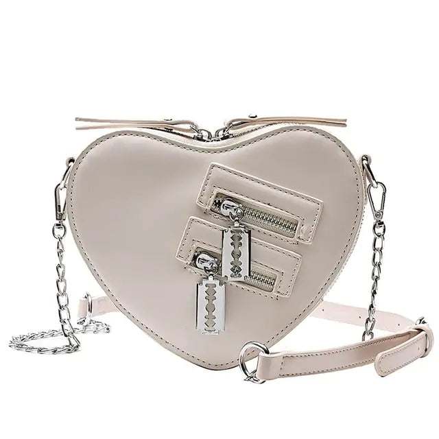 Heart Blade Zipper Chain Crossbody Bags