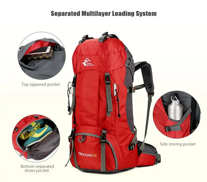 60L Outdoor Backpack Camping Bag with Rain Cover