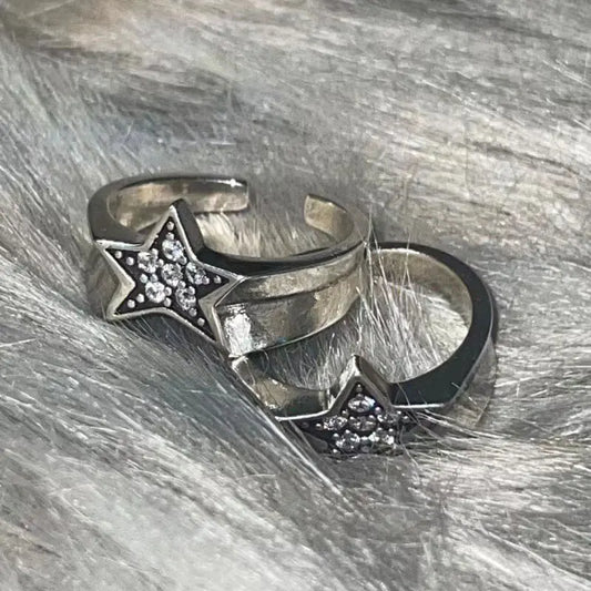 Rhinestone Pentagram Star Ring