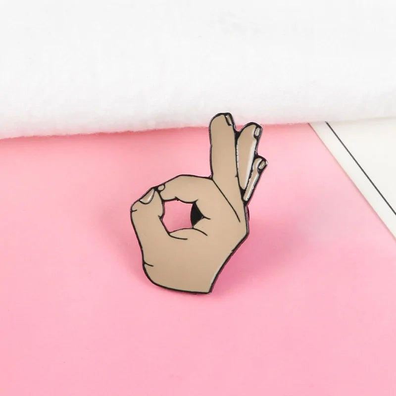 OK ! Hand Finger Sign Enamel Pin