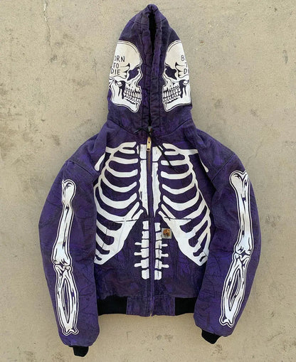 Men's Skeleton Hoodie Custom Full Face Zip