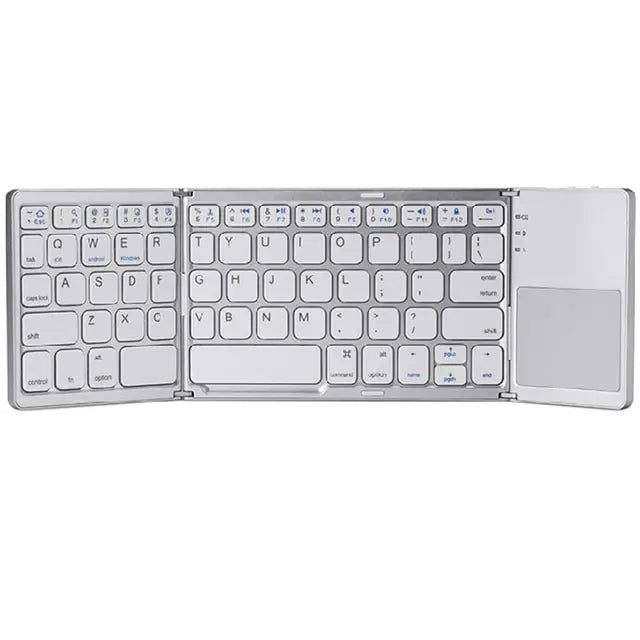 New Portable Mini Three Folding Bluetooth Keyboard with Wireless Foldable Touchpad Keypad