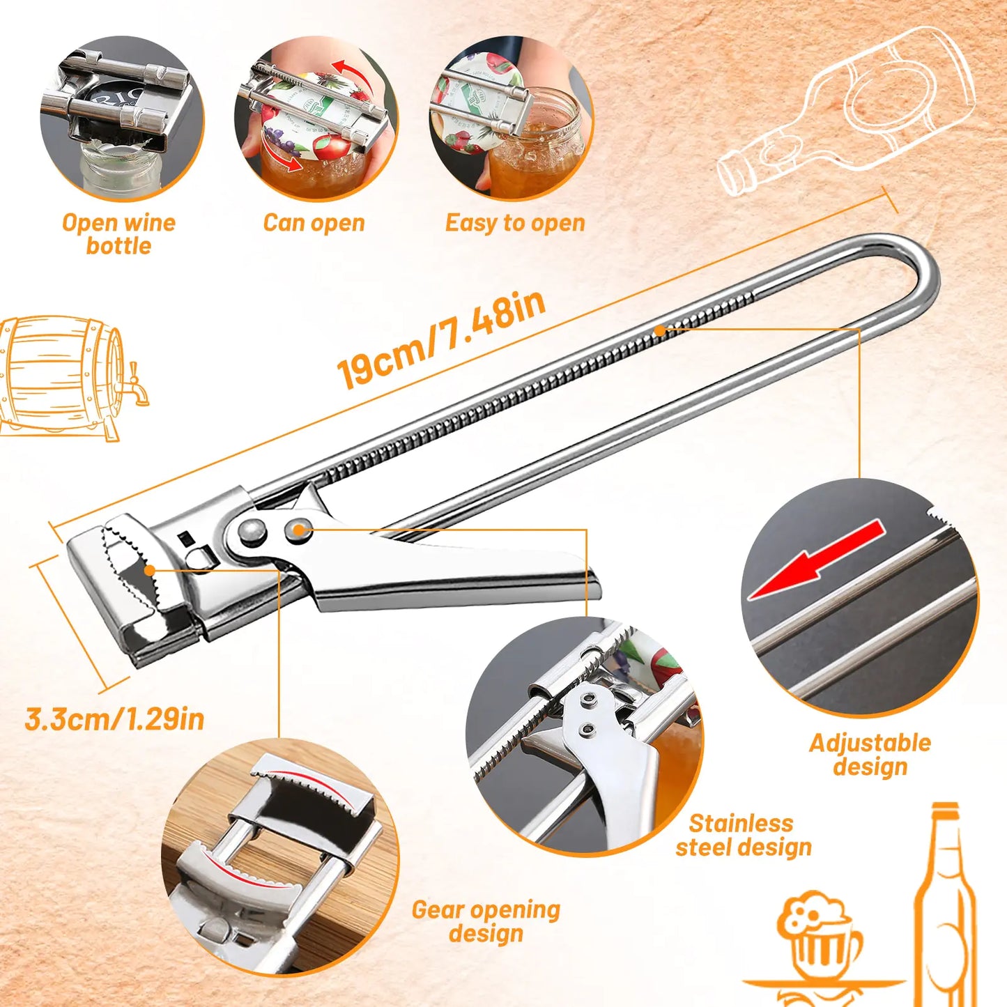 Multifunctional Can and Beer Bottle Opener