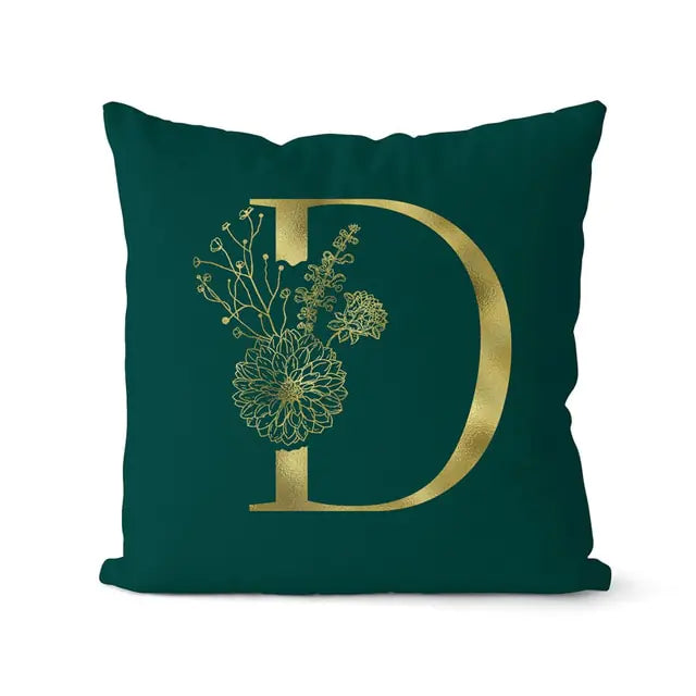 Green Pillowcase Gold Letters