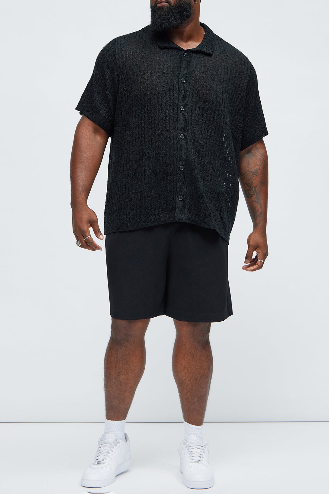 Perez Stripe Knit Shirt - Black