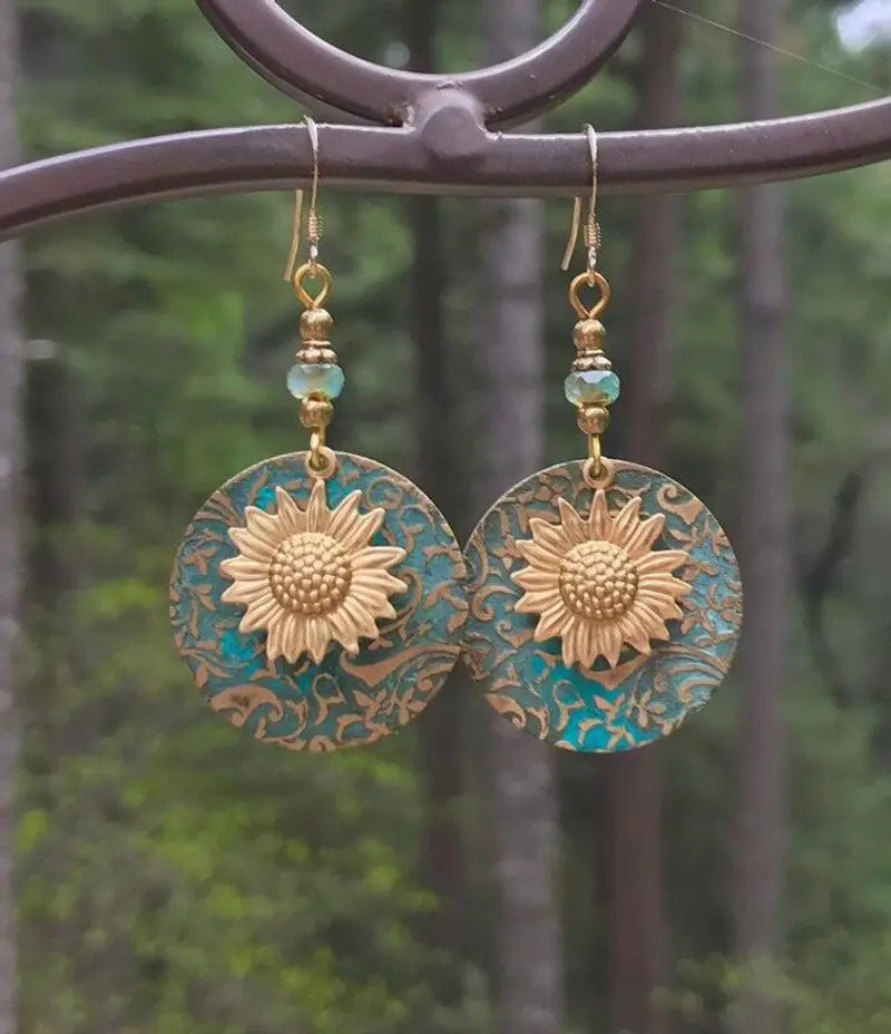 Color Separation Sunflower Earrings