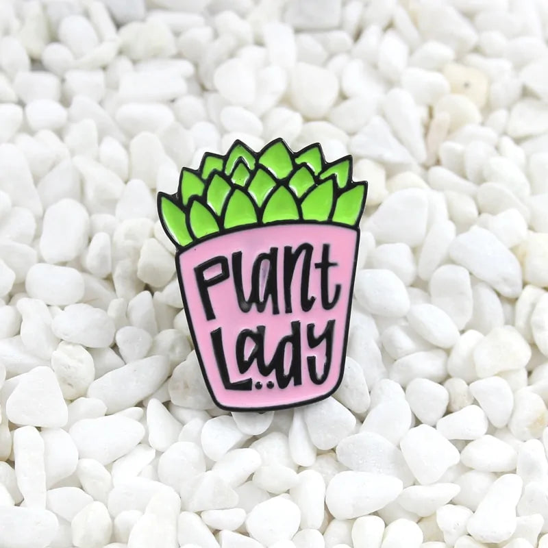 Plant Lady Enamel Pin Badges