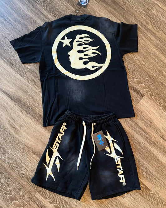 Hellstar Star Head Print T-Shirt And Shorts Co-Ord