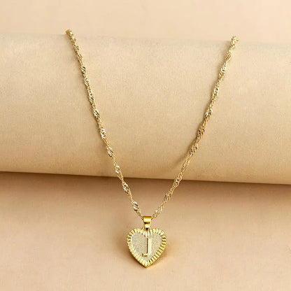 Initial Letter Heart Pendant Necklace