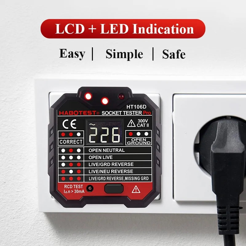 Habotest HT106 Socket Tester Pro Voltage Test Socket Detector