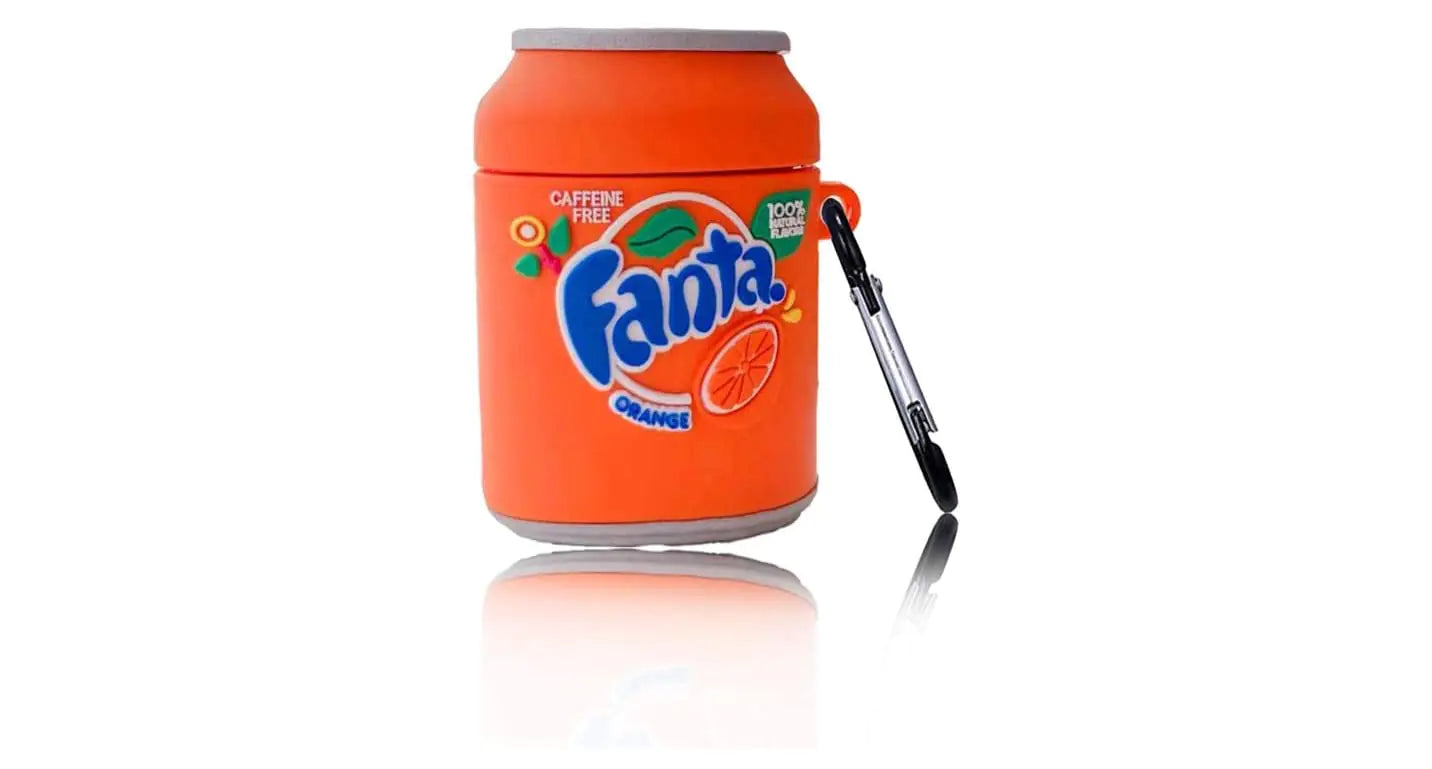 ZHAWK Fanta Can Silicone AirPods 1&2 Case Cover | Compatible with AirPods Gen 1&2 Only | Comes with a Unique Keychain | Wireless Charging Case | Best Gifts for Your Loved Ones