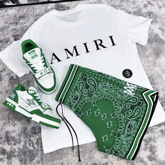 Amiri Cashew Flower T-Shirt And Shorts Co-Ord