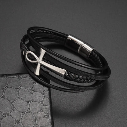 Classic Hand Woven Multi-Layered Leather Bracelet