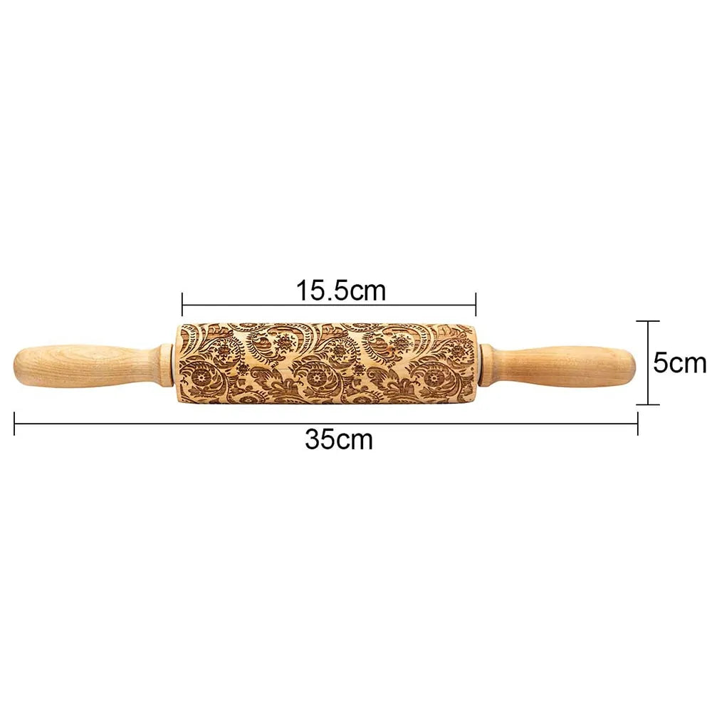 Wooden Embossing Rolling Pin