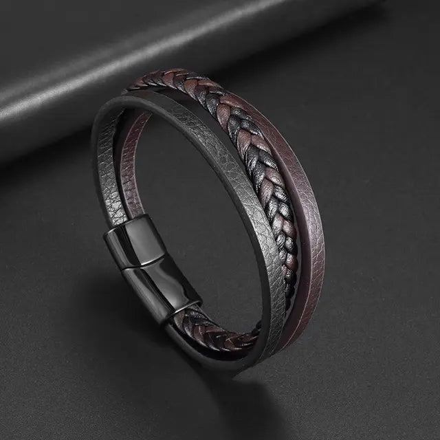 Classic Hand Woven Multi-Layered Leather Bracelet