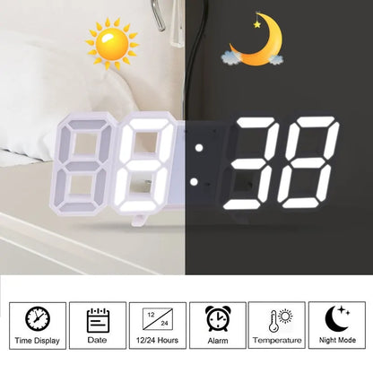 3D LED Digital Wall Clock Home Decor