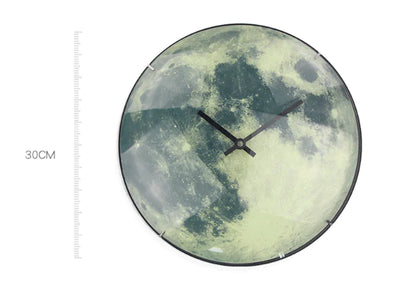 12-Inch Silent Moon Wall Clock with Curved Glass罩