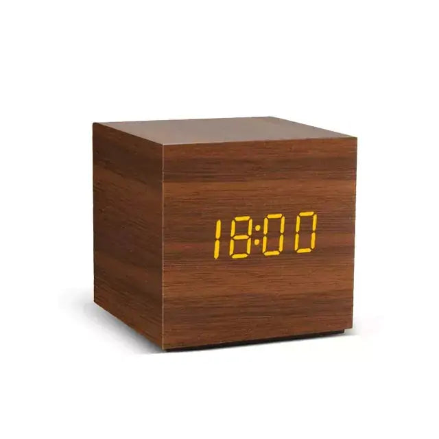 Alarm Clock LED Wooden Watch