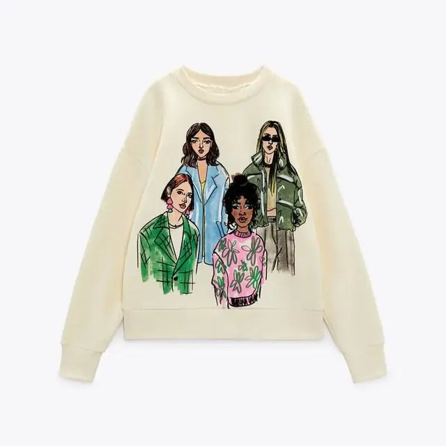 Women Fashion Printing Basic Sweatshirts