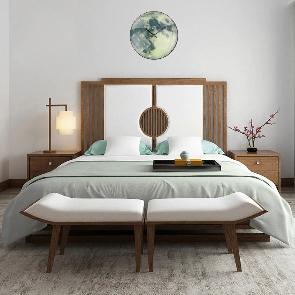 12-Inch Silent Moon Wall Clock with Curved Glass罩