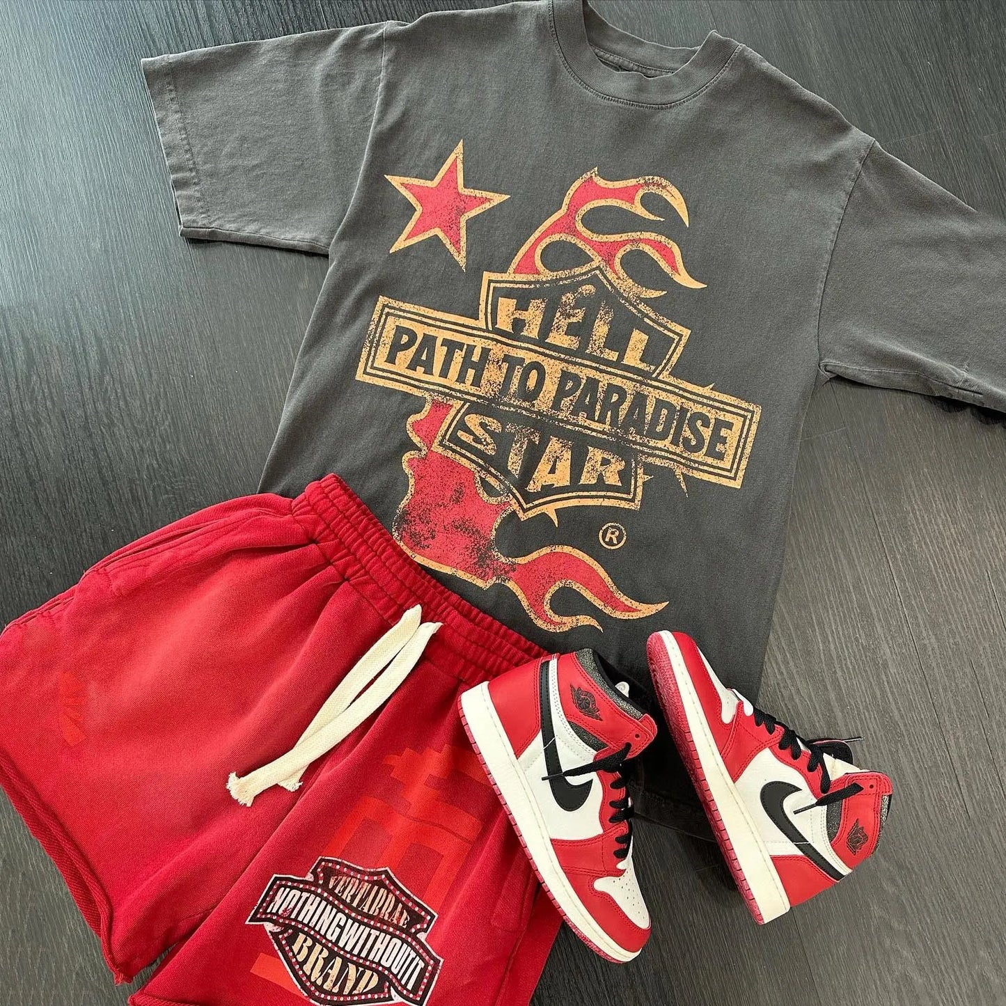 Hellstar Star Retro Alphabet T-Shirt And Shorts Co-Ord