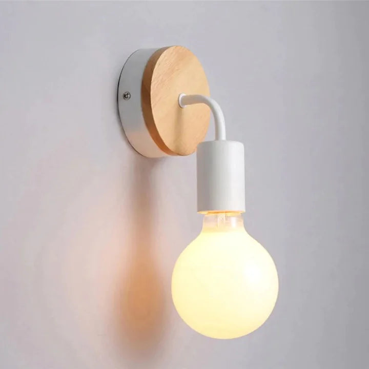 LED Nordic Retro Wood Bending Wall Light