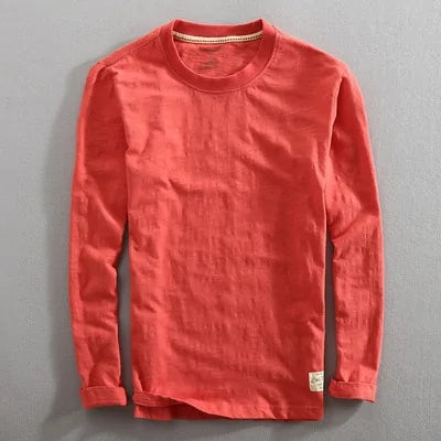 Vintage Bamboo Cotton Long Sleeve O-neck T-shirt: Men's Casual Spring/Autumn Fashion