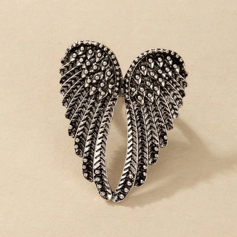 Vintage Silver Wings Metal Ring