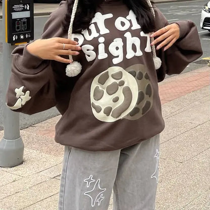 Retro Harajuku Oversized Hoodie with Foaming Print - Unisex