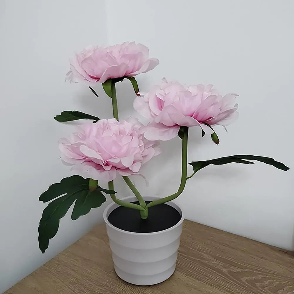 Metermall Solar LED Peony Flower Night Light Decorative Table Lamp