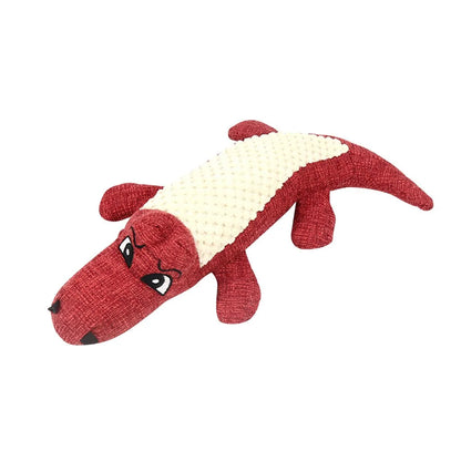 Linen Plush Crocodile Dog Toy: Squeaky Chew Toy for Cleaning Teeth, 1PC