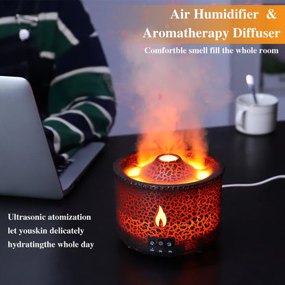 Volcano Fire Flame Air Humidifier Aroma Diffuser Essential Oil