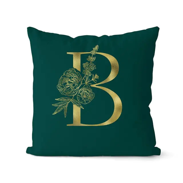 Green Pillowcase Gold Letters