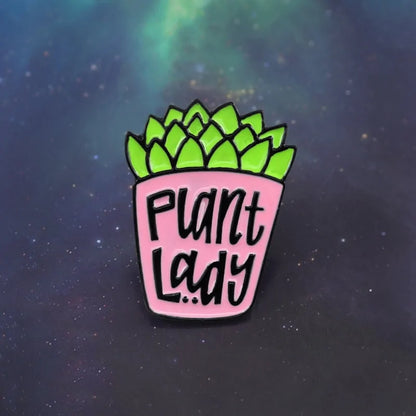 Plant Lady Enamel Pin Badges