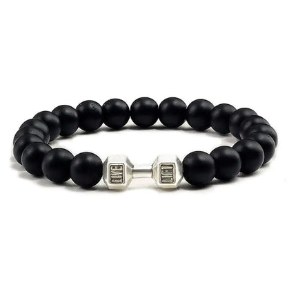 Natural Black Lava Stone Dumbbells Bracelet