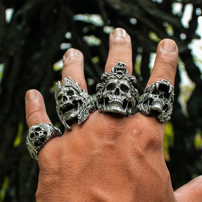 Indian Jaguar Warrior Skull Ring