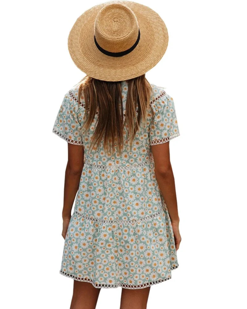 Short Sleeve Summer Floral Dress