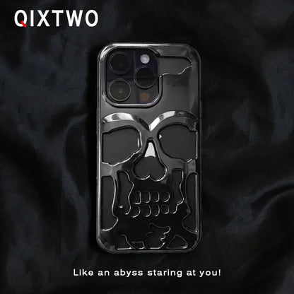 Plating 3D Skeleton Skull Hole Phone Case For iPhones