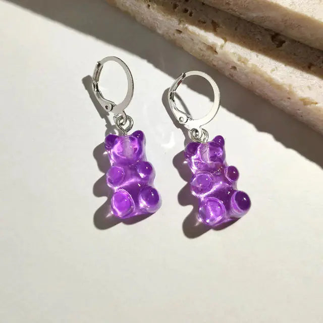 Cute Acrylic Gummy Bear Dangle Earrings