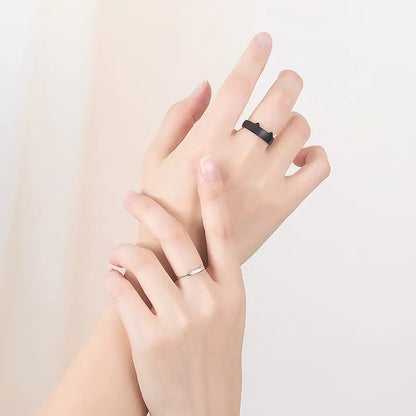 Black and White Cat Couple Rings