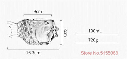 Creative 3D Transparent Fish Shape Bar Cocktail Glass