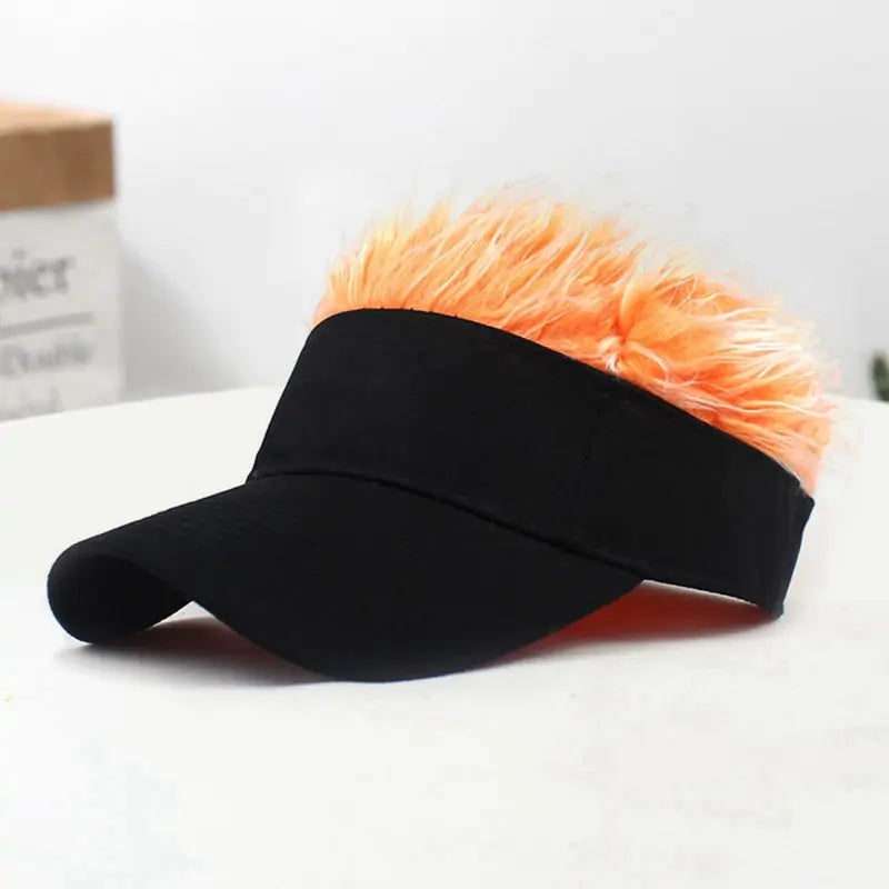 Novelty Baseball Cap Fake Hair Visor