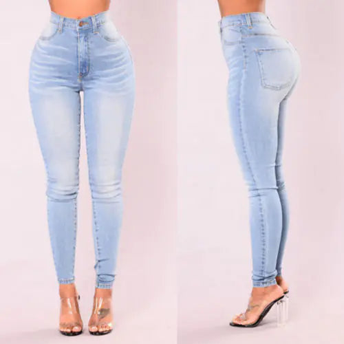 High-Waist Skinny Denim Jeans