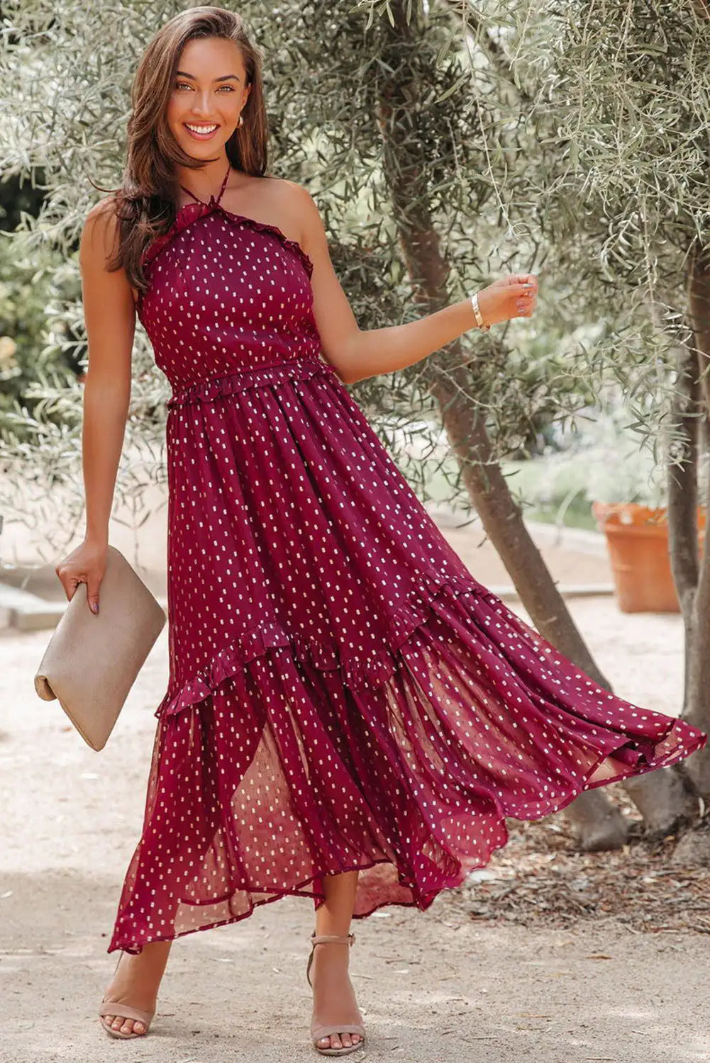 Red Polka Dot Long Dress