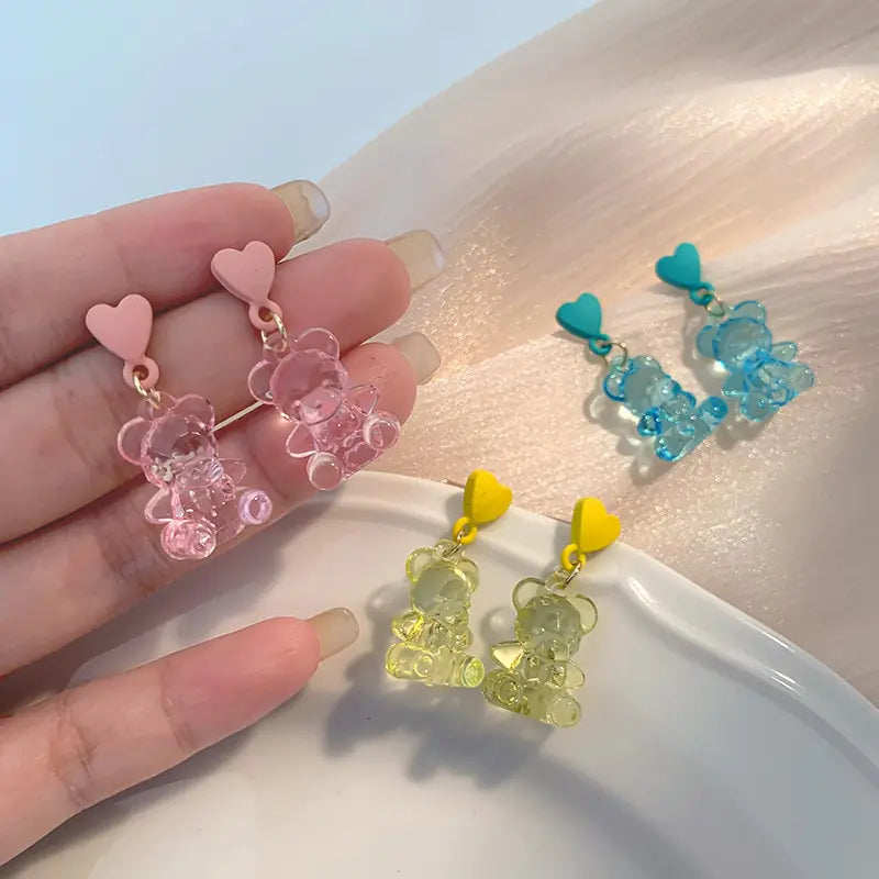 Cute Acrylic Gummy Bear Dangle Earrings