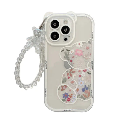 3D Bear Bracelet Soft Silicone Phone Case