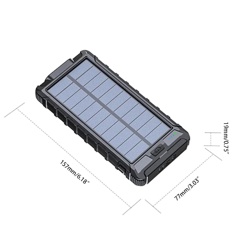 Solar Fast Charging Power Bank Portable 20000mAh Charger Waterproof